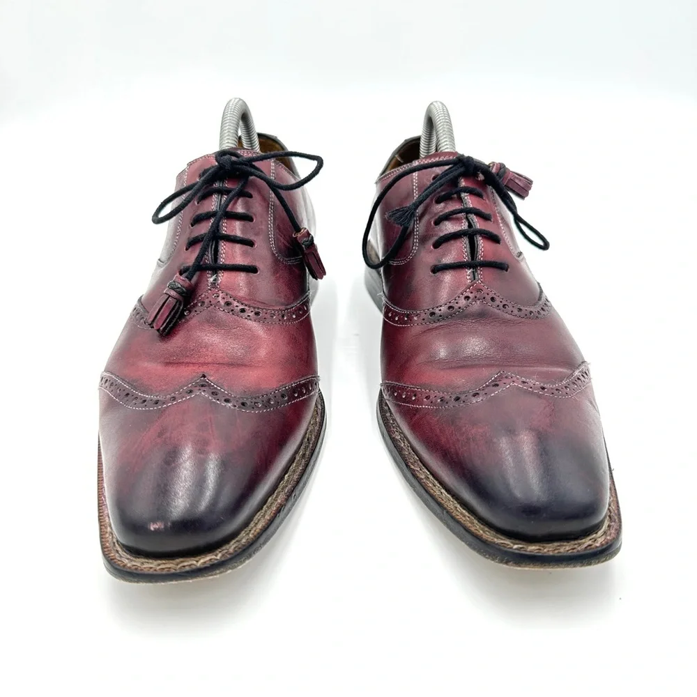 Mezlan Mens‎ Size 8M Burgundy Leather Wingtip Oxford Dress Shoes